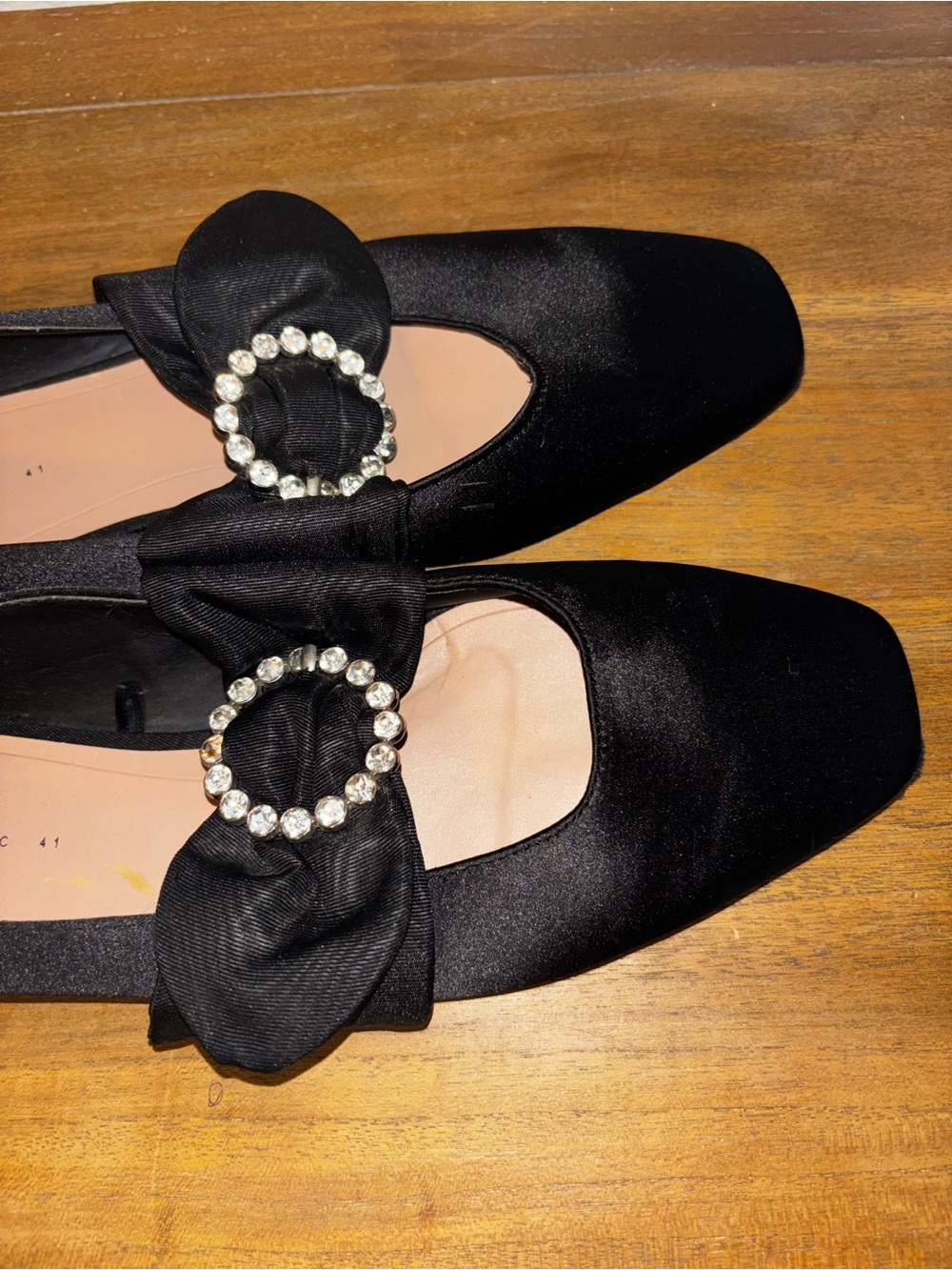 Zara Trafaluc Black jewel Satin Ballet Flats - Picture 5 of 6
